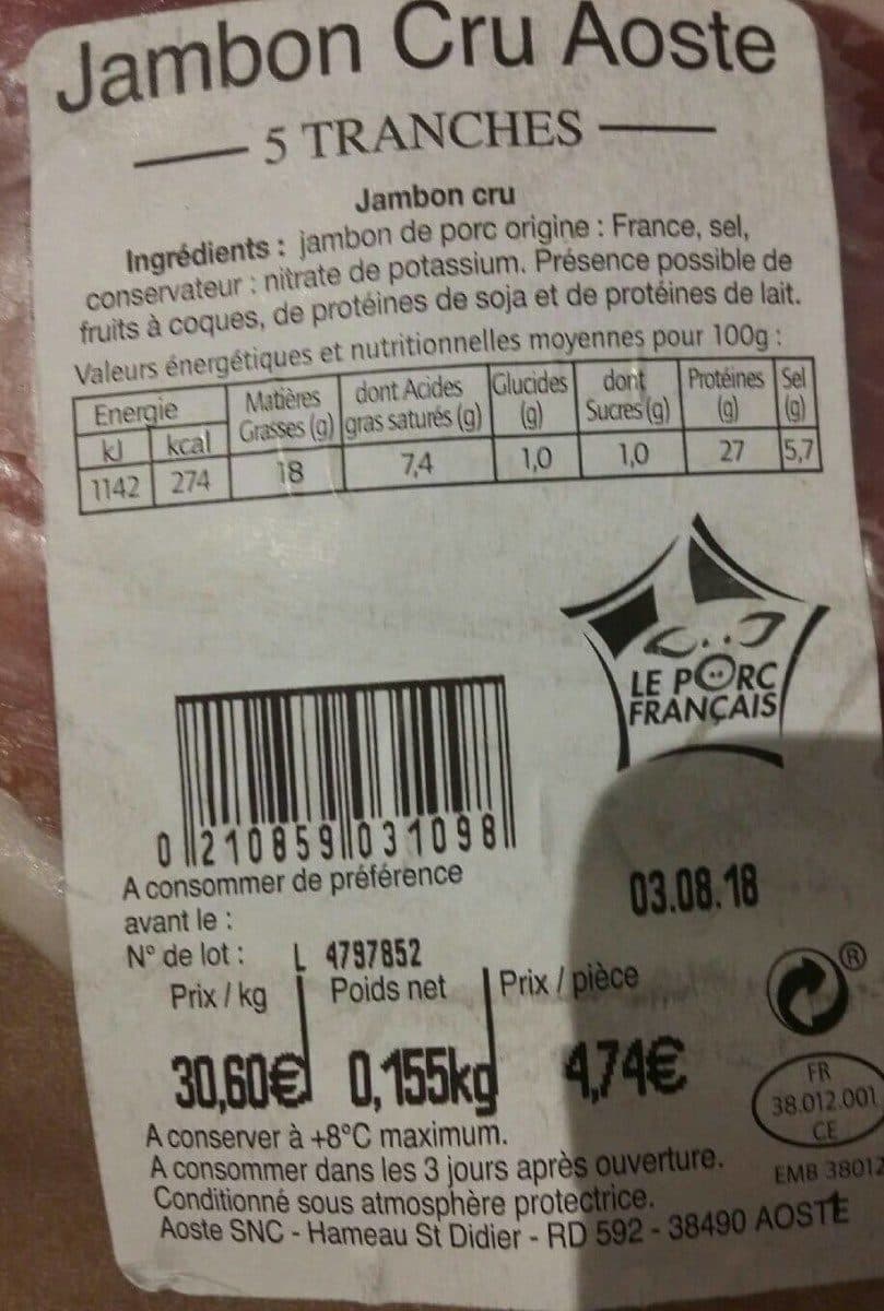Open Food Facts Jambon cru aoste packshot