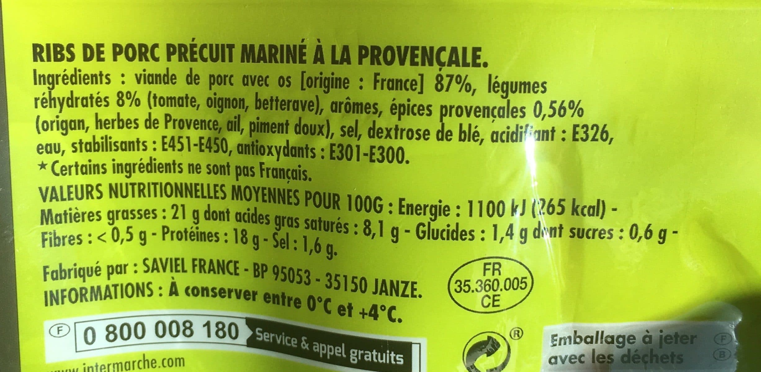 Open Food Facts Ribs de porc provencale packshot