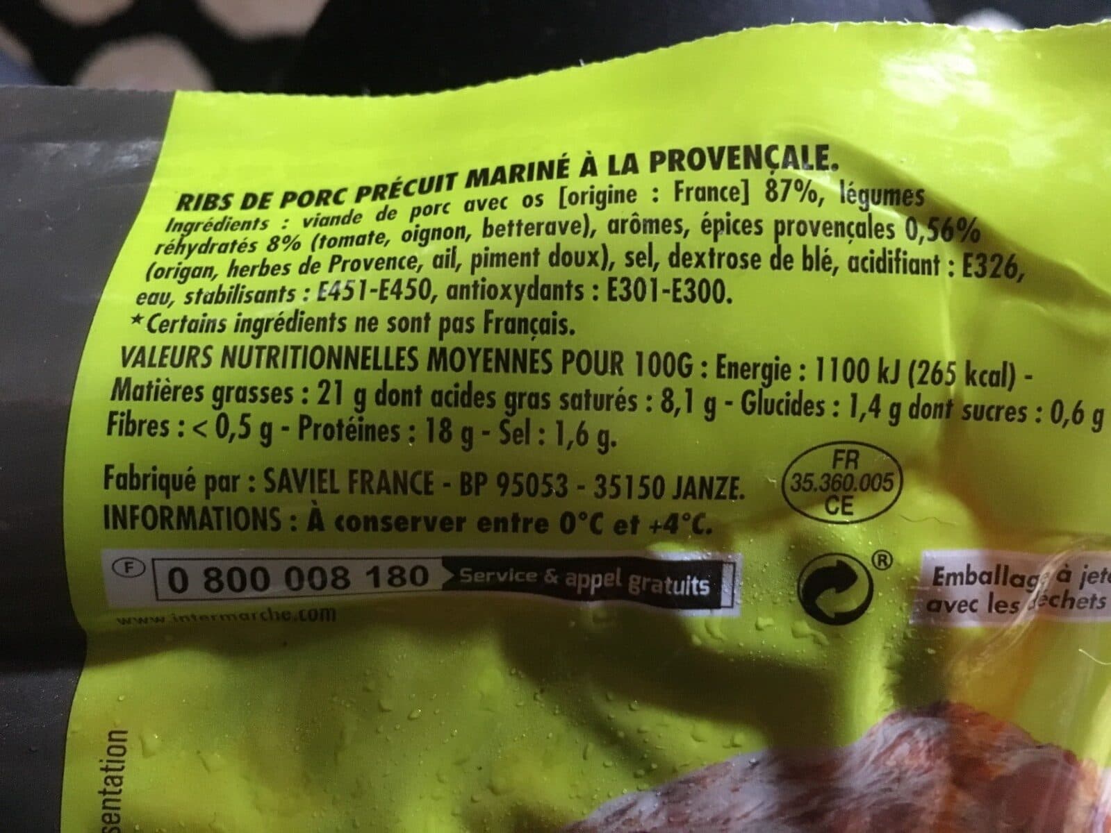 Open Food Facts Ribs de porc à la provençale packshot