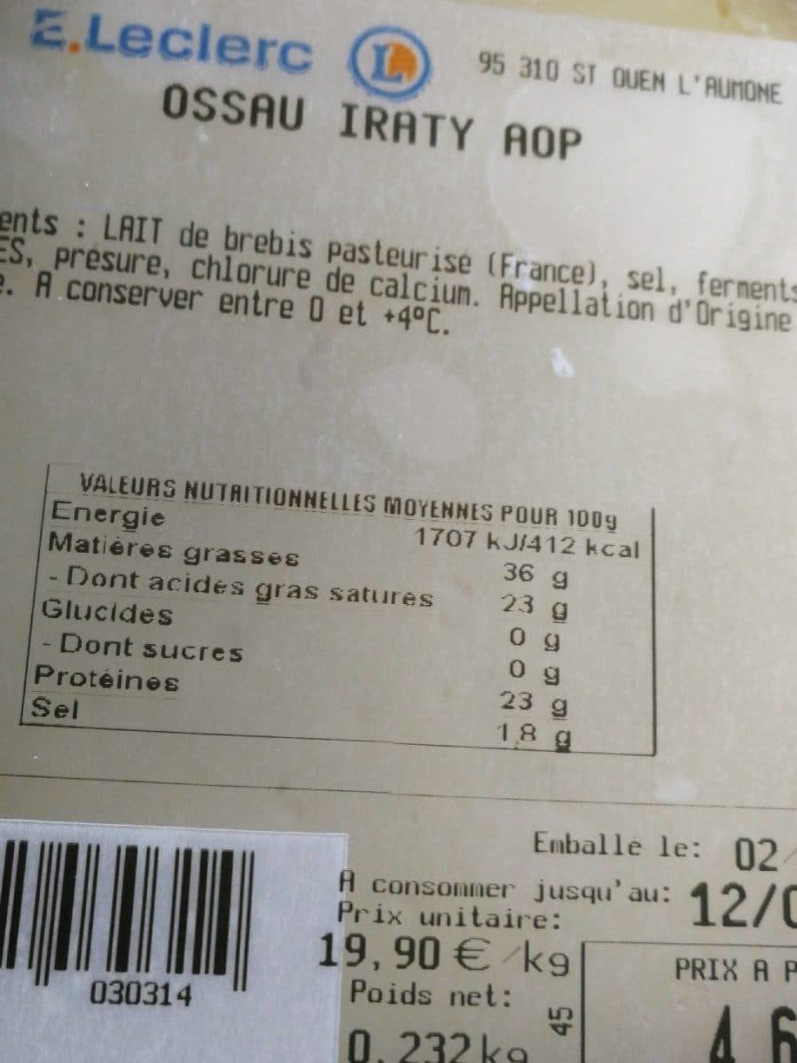Open Food Facts Ossau iraty packshot