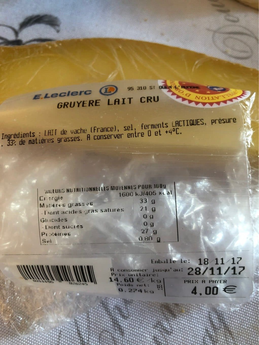 Inconnue Gruyere au lait cru packshot