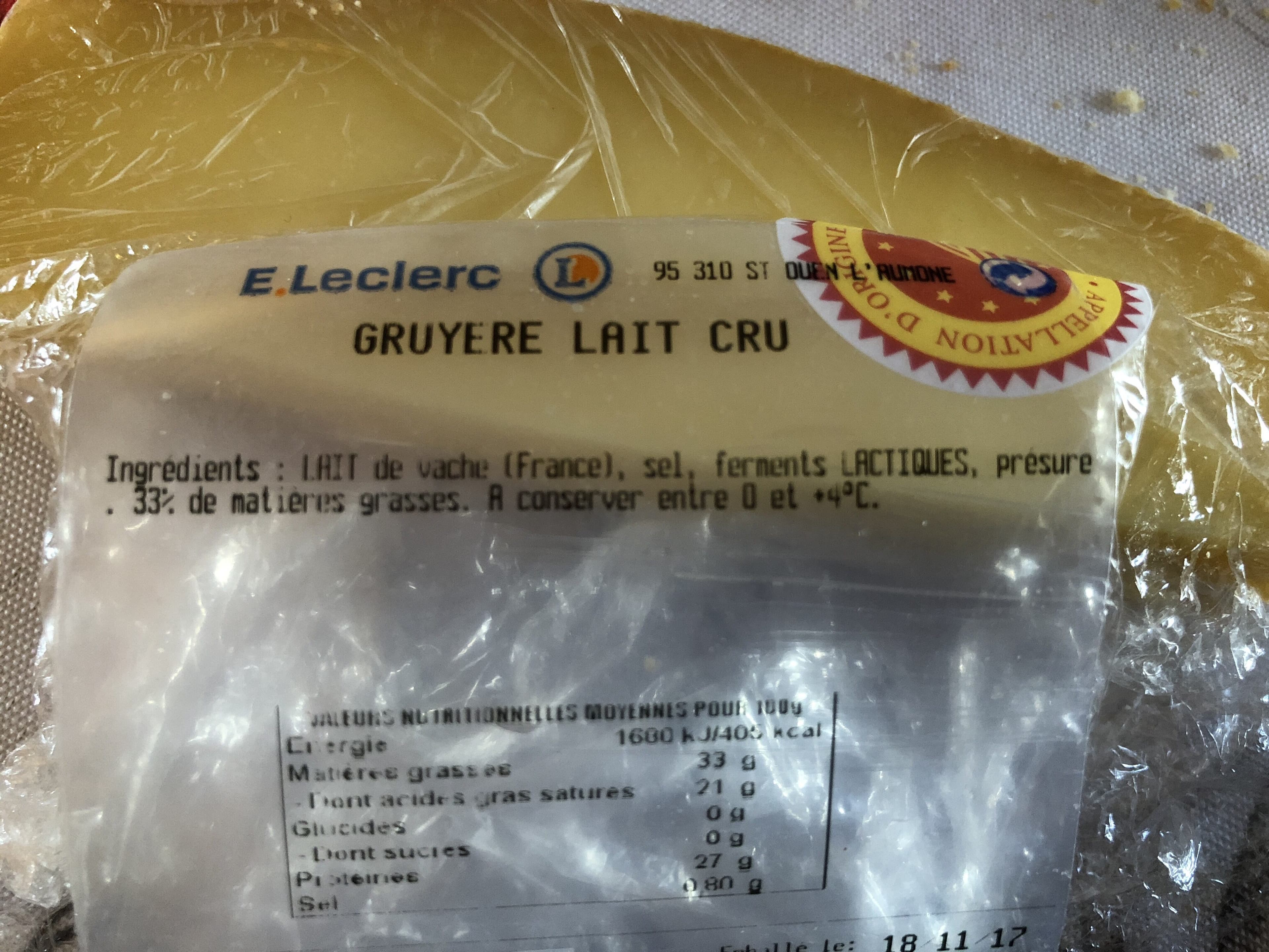Inconnue Gruyere au lait cru packshot