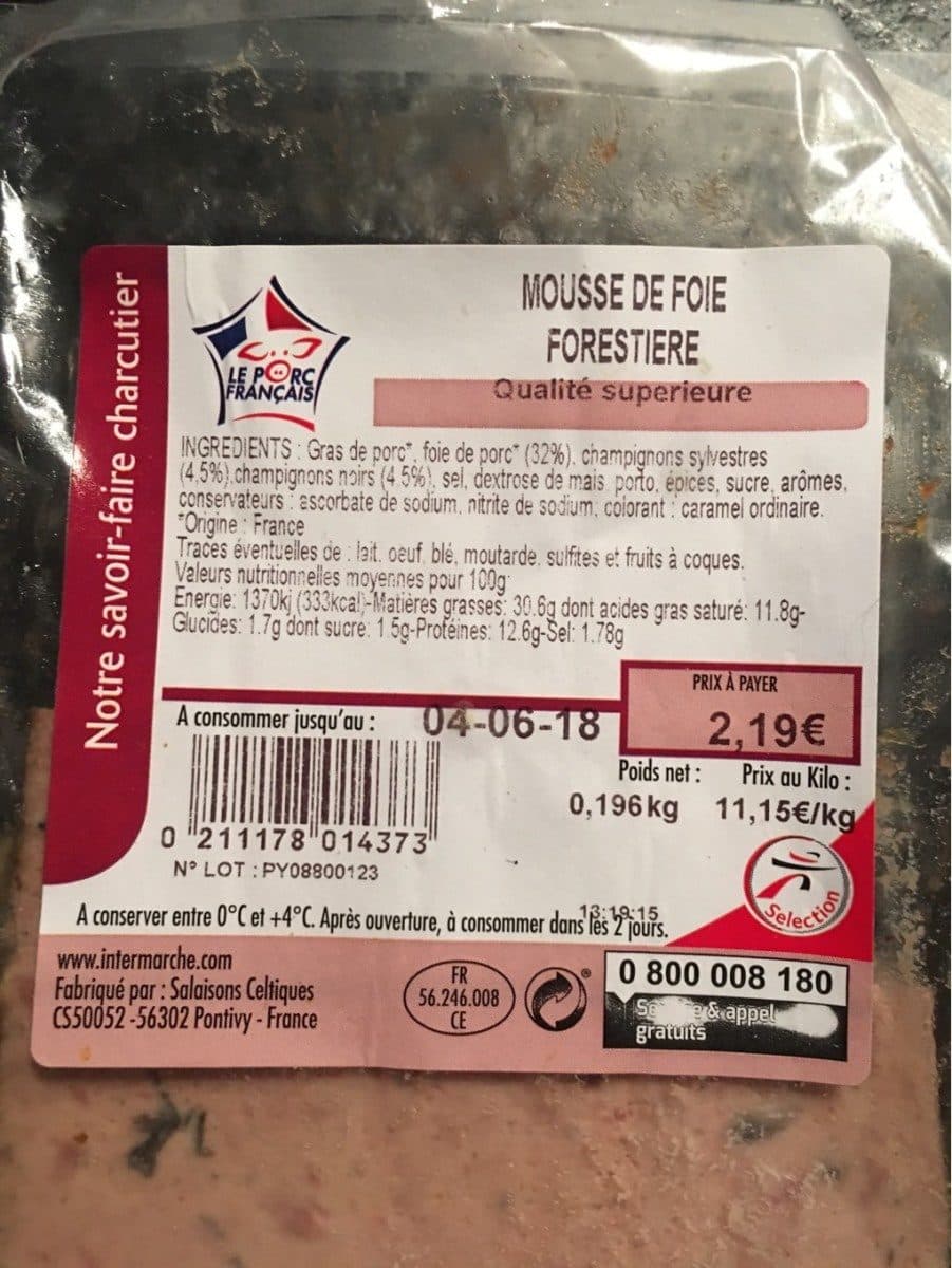Open Food Facts Mousse de Foie Forestiere packshot