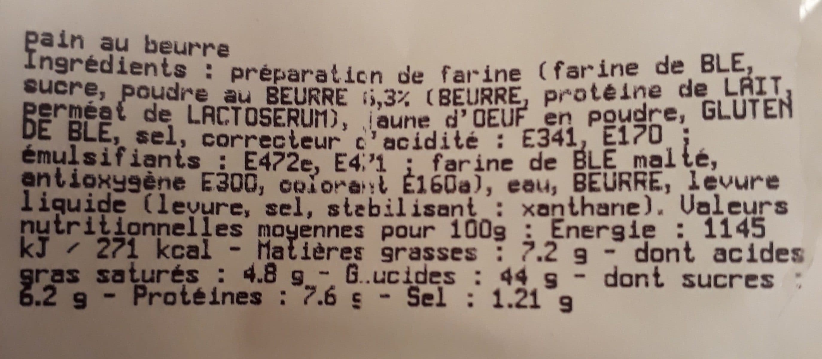 Open Food Facts Pain au beurre tranché Bon Marche packshot