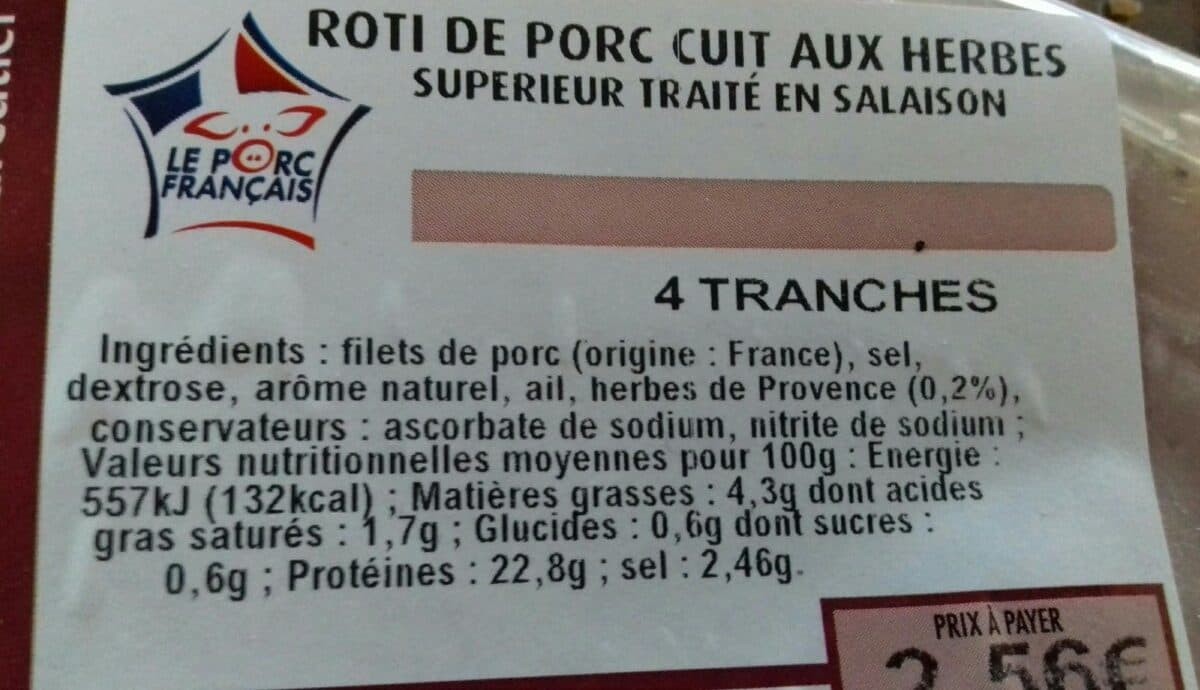 Open Food Facts Rôti de porc cuit aux herbes packshot