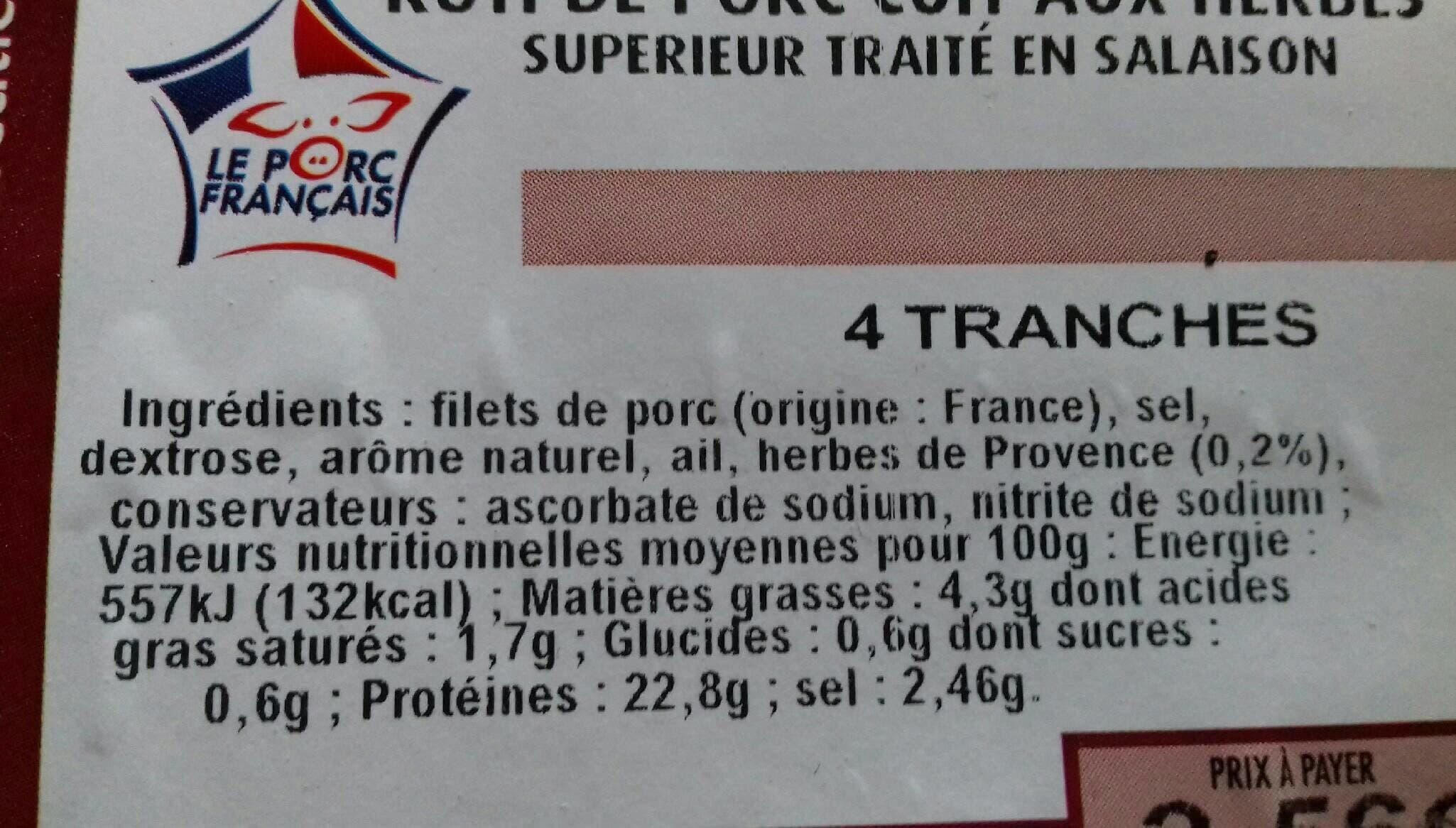 Open Food Facts Rôti de porc cuit aux herbes packshot