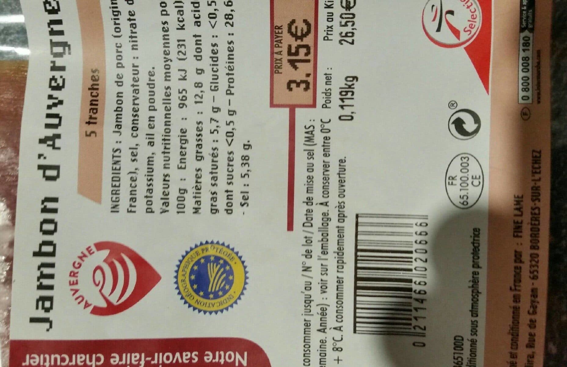 Open Food Facts Jambon d'Auvergne packshot