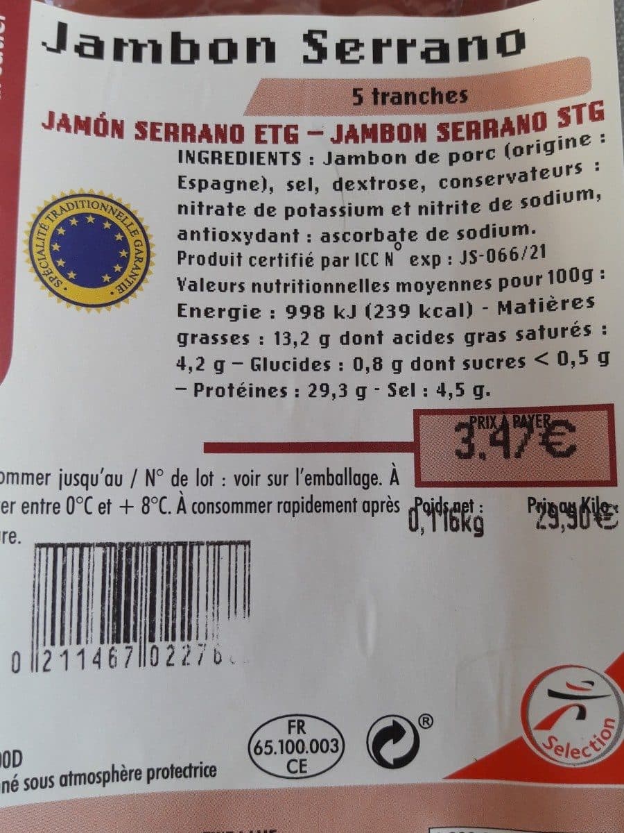 Open Food Facts Jambon packshot