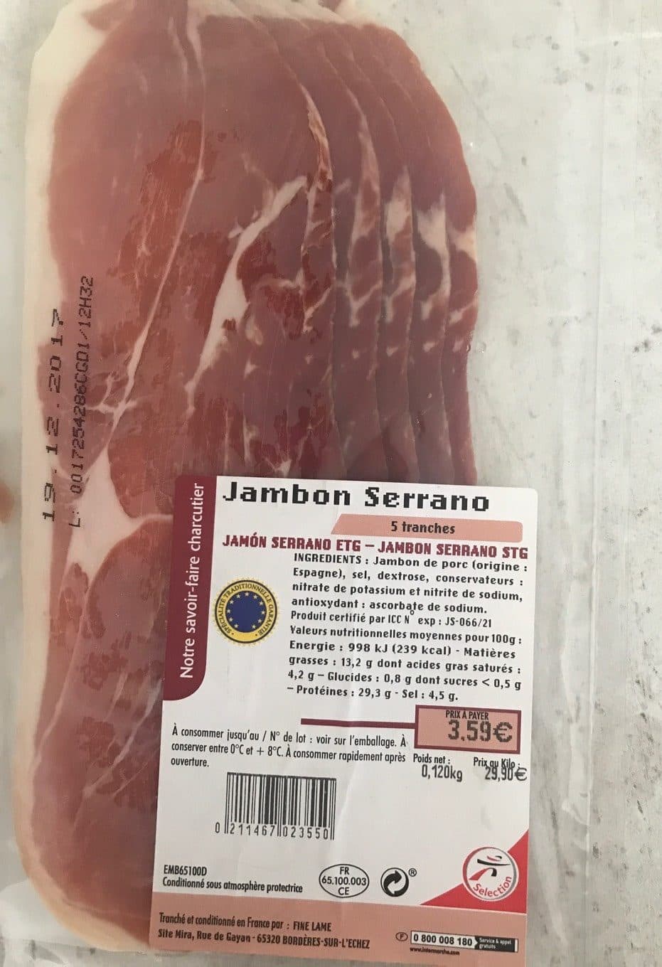Selection Intermarché Jambon Serrano packshot