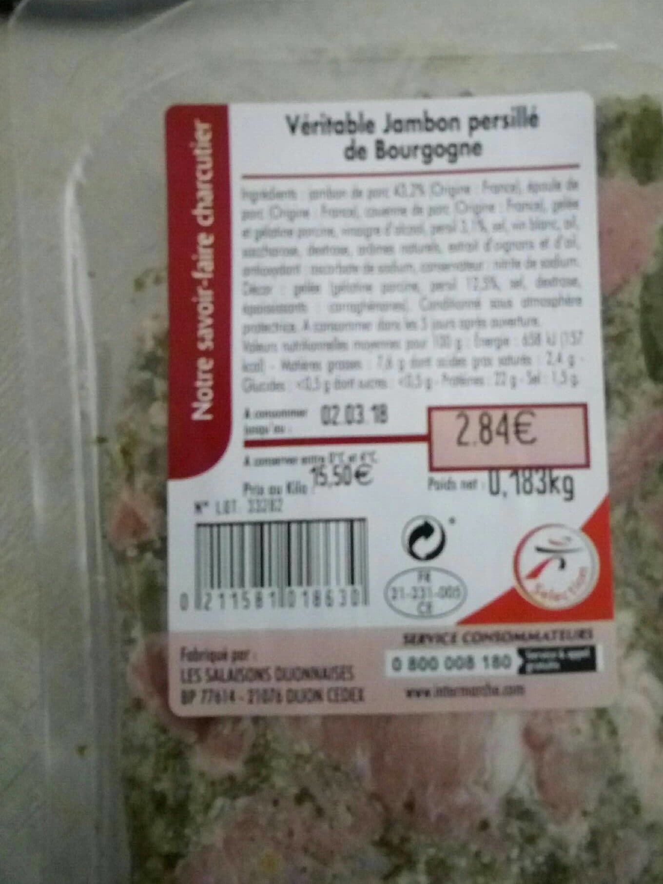 Intermarché veritable jambon persille bourgoge packshot