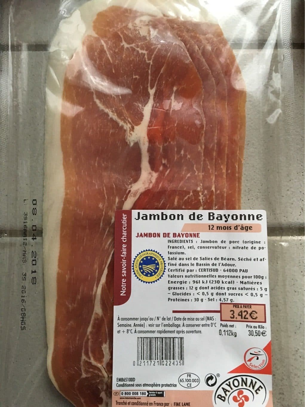 Intermarche Jambon de Bayonne packshot