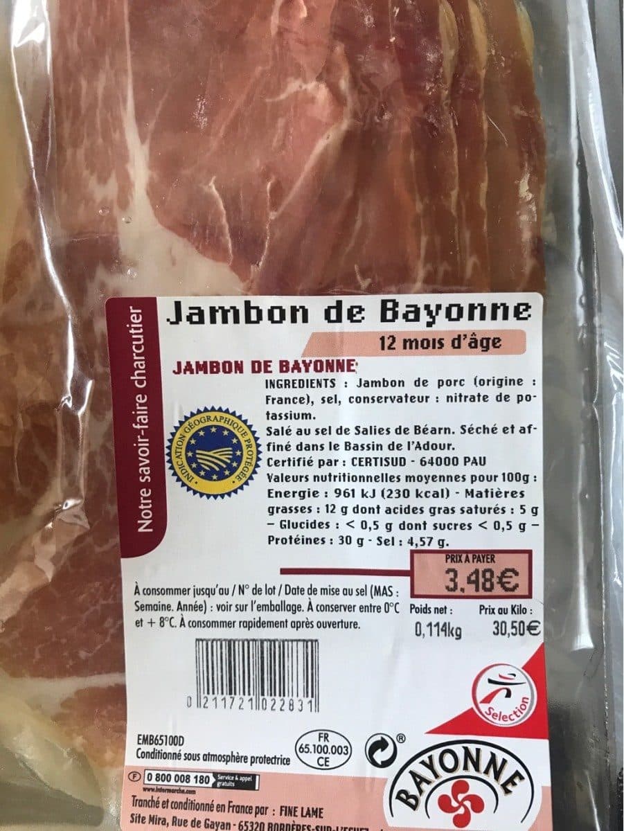 Open Food Facts Jambon de bayonne packshot