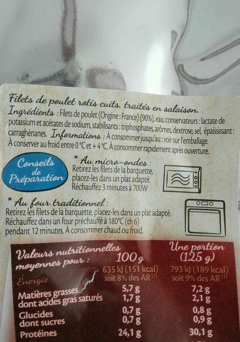 Open Food Facts Filets de poulet rôti packshot