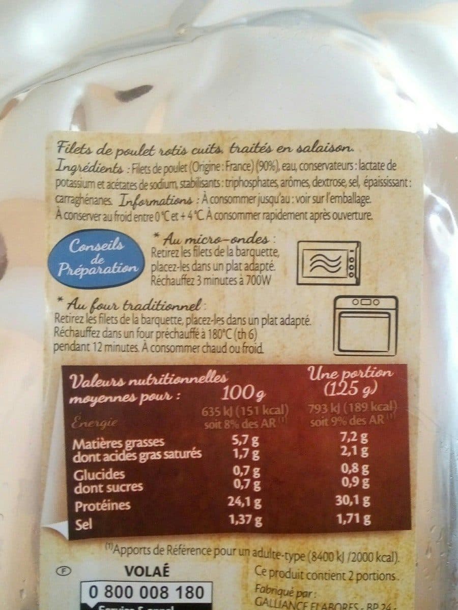 Open Food Facts Filet de poulet rotis traités en salaison packshot