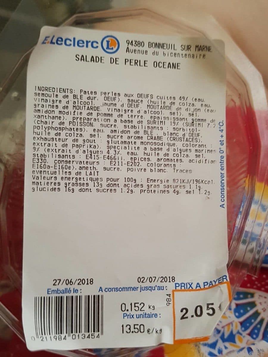 E.Leclerc Salade de perle océane packshot
