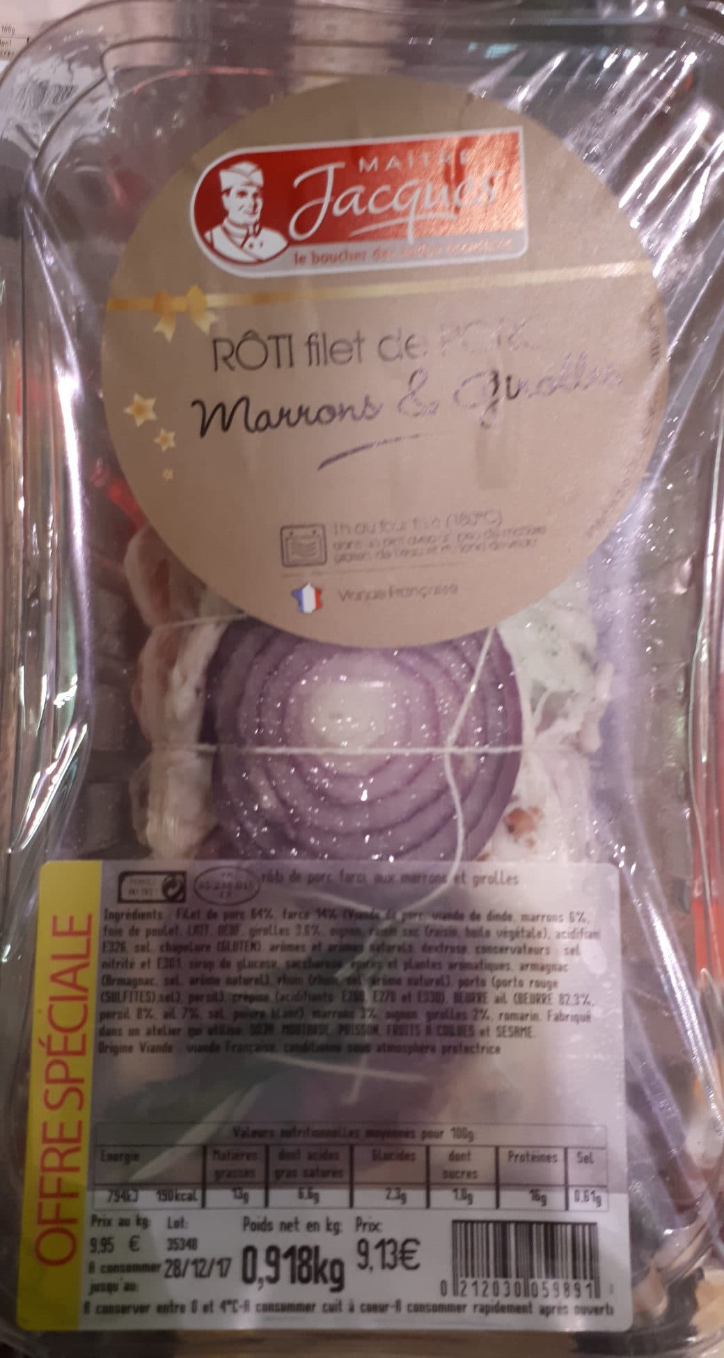 Maître Jacques Rôti filet de porc marrons et girolles packshot