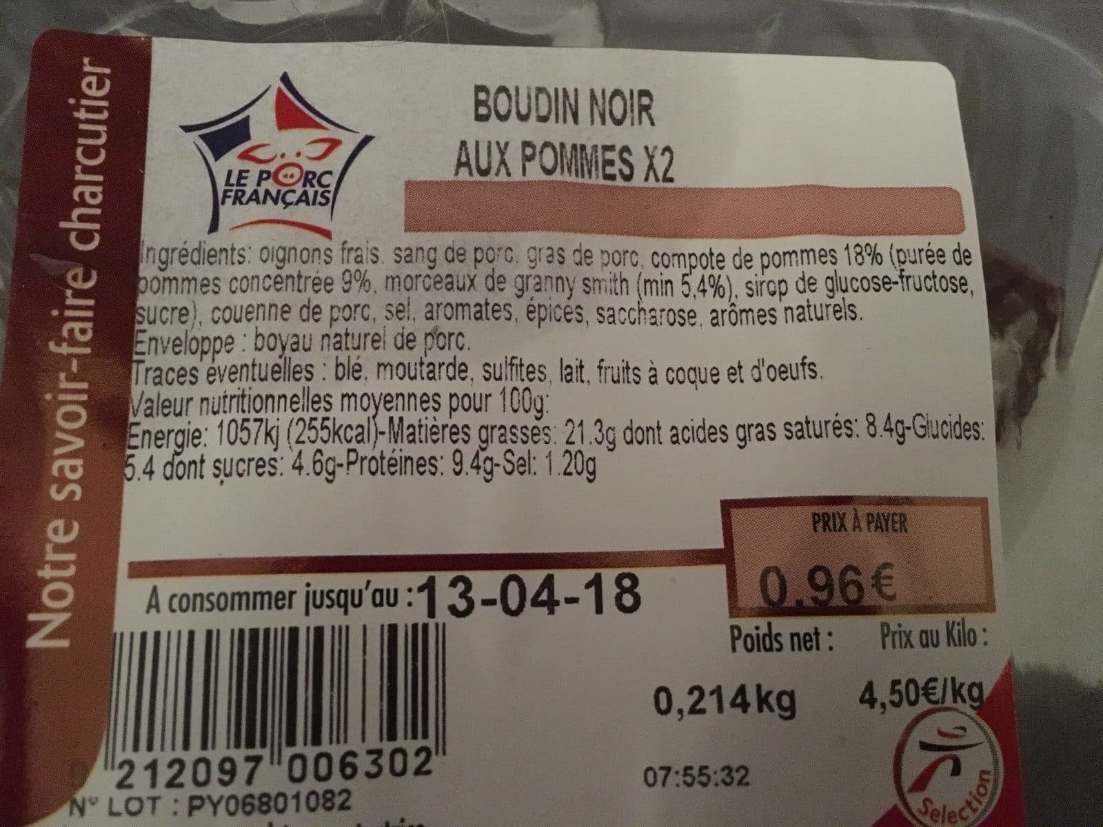 Open Food Facts Boudin noir aux pommes packshot
