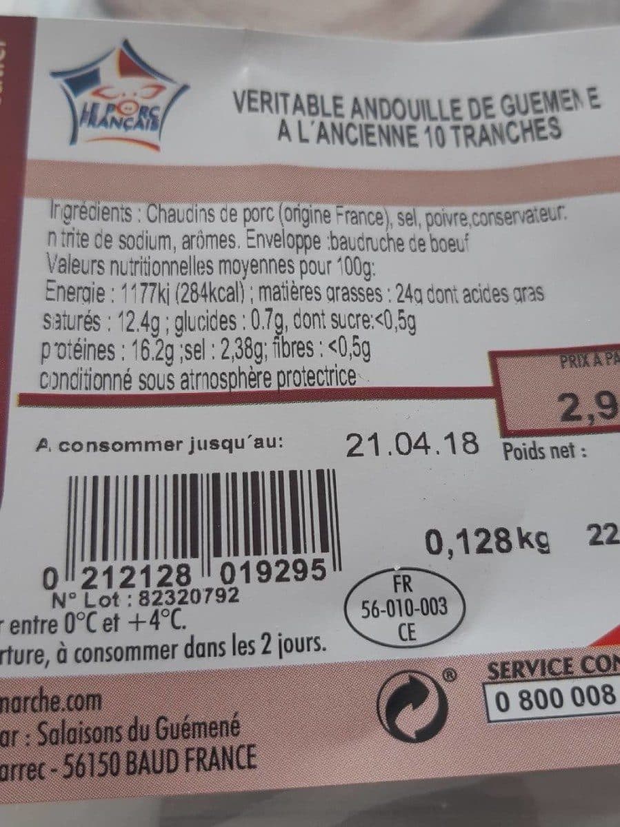 Open Food Facts Véritable andouille de guemene packshot
