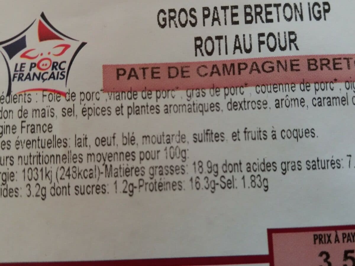 Open Food Facts Pâte de campagne breton packshot