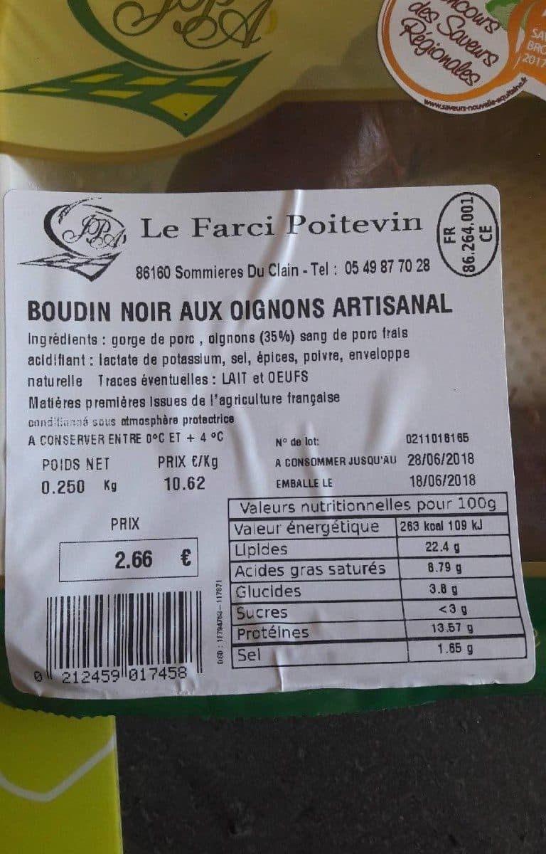 Open Food Facts Boudin noir aux oignons artisanal packshot