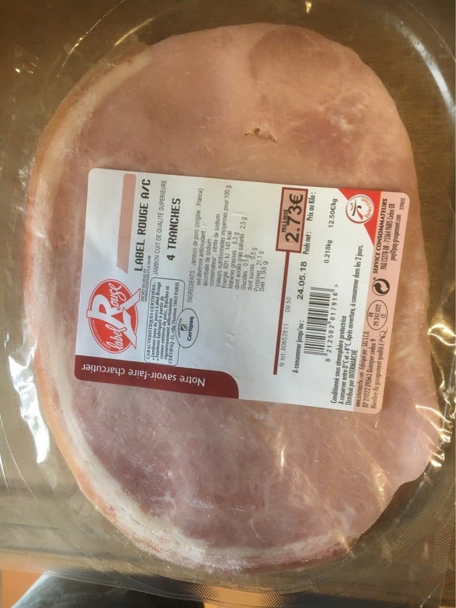 Open Food Facts Jambon cuit label rouge packshot