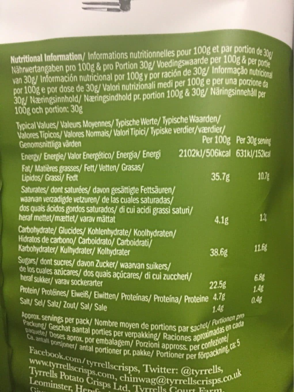 Tyrrells Veg Crisps packshot
