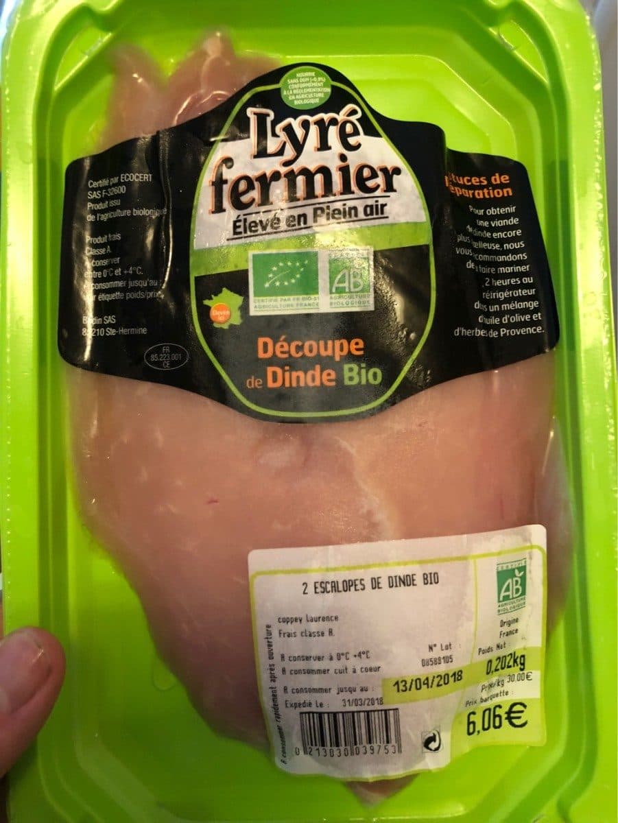 Open Food Facts Escalope de dinde bio packshot