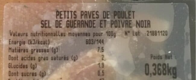 La Nouvelle Agriculture Petits pavés de poulet Sel de Guérande et Poivre noir packshot