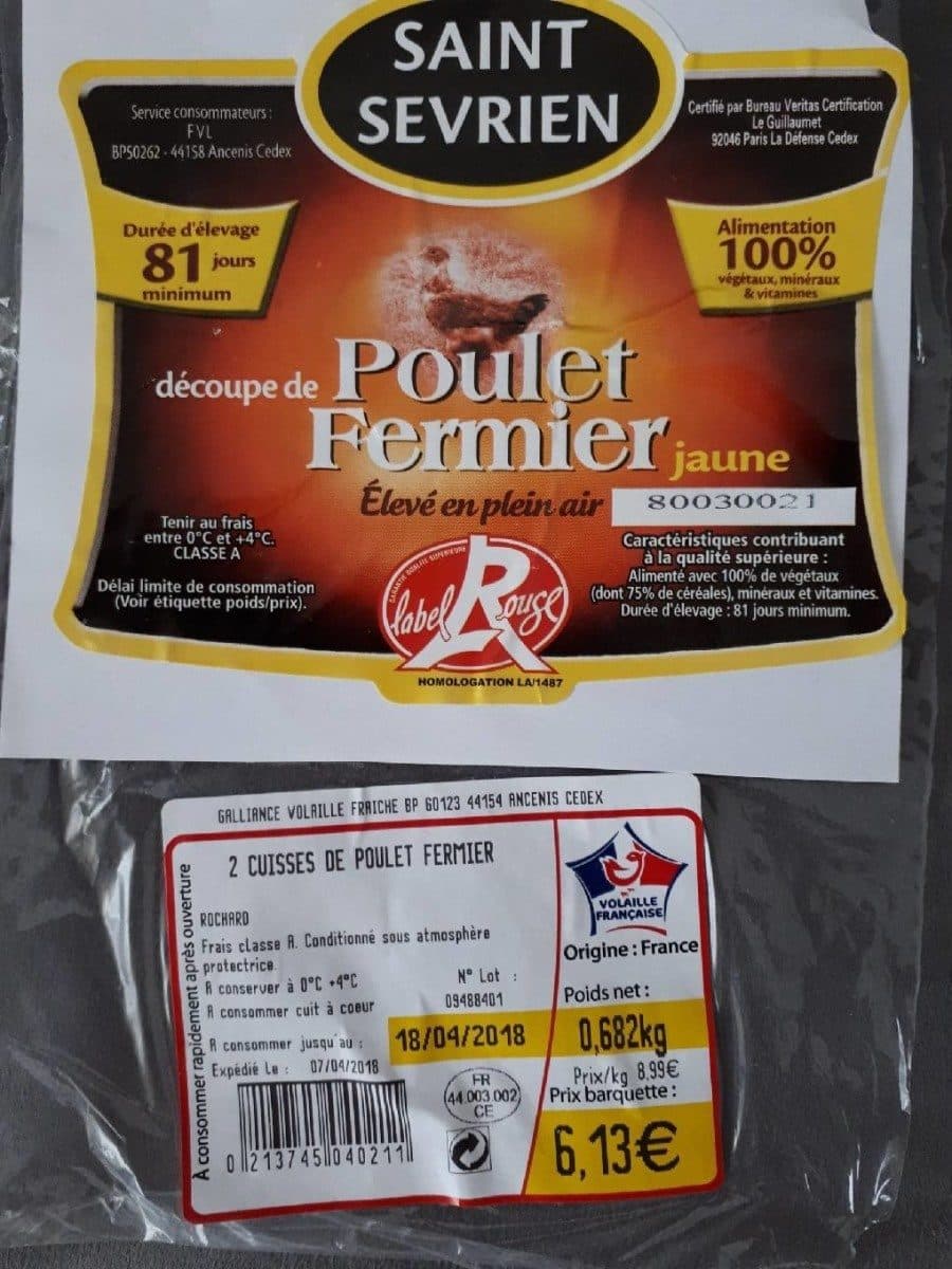 Open Food Facts Cuisses de Poulet Fermier jaune packshot