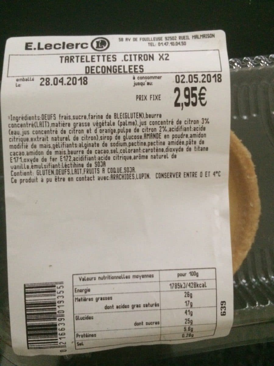 Open Food Facts Tartelette citron packshot