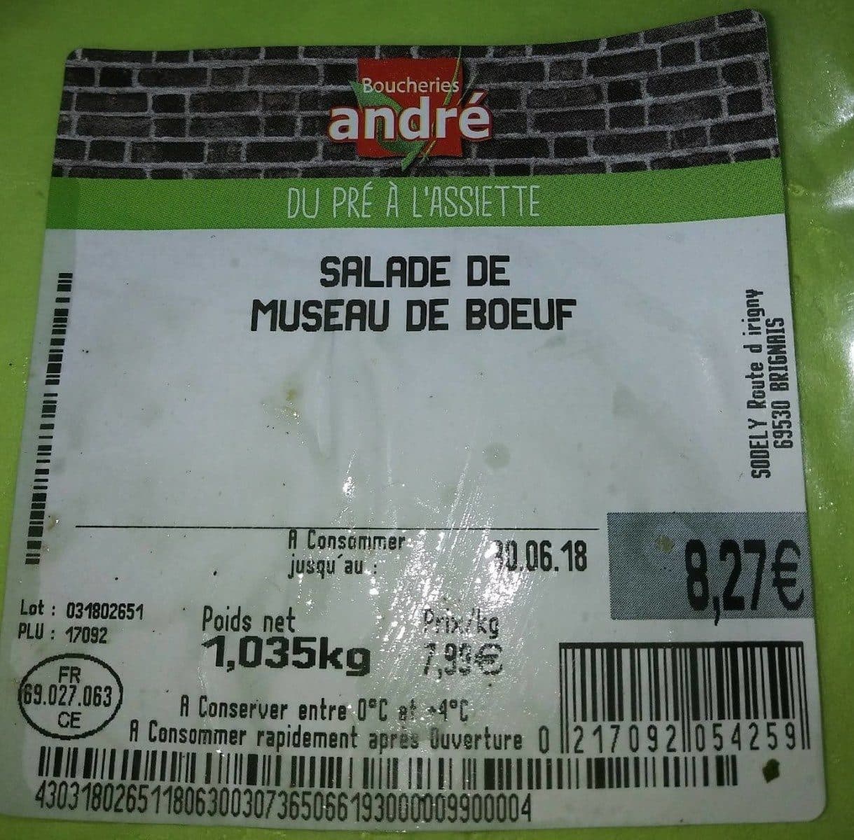 Open Food Facts Salade de museau de boeuf packshot