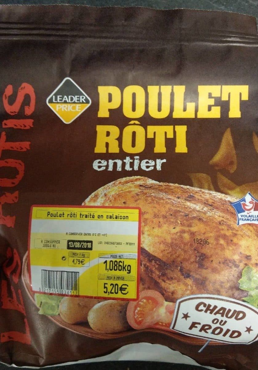 Leader Price Poulet rôti entier packshot