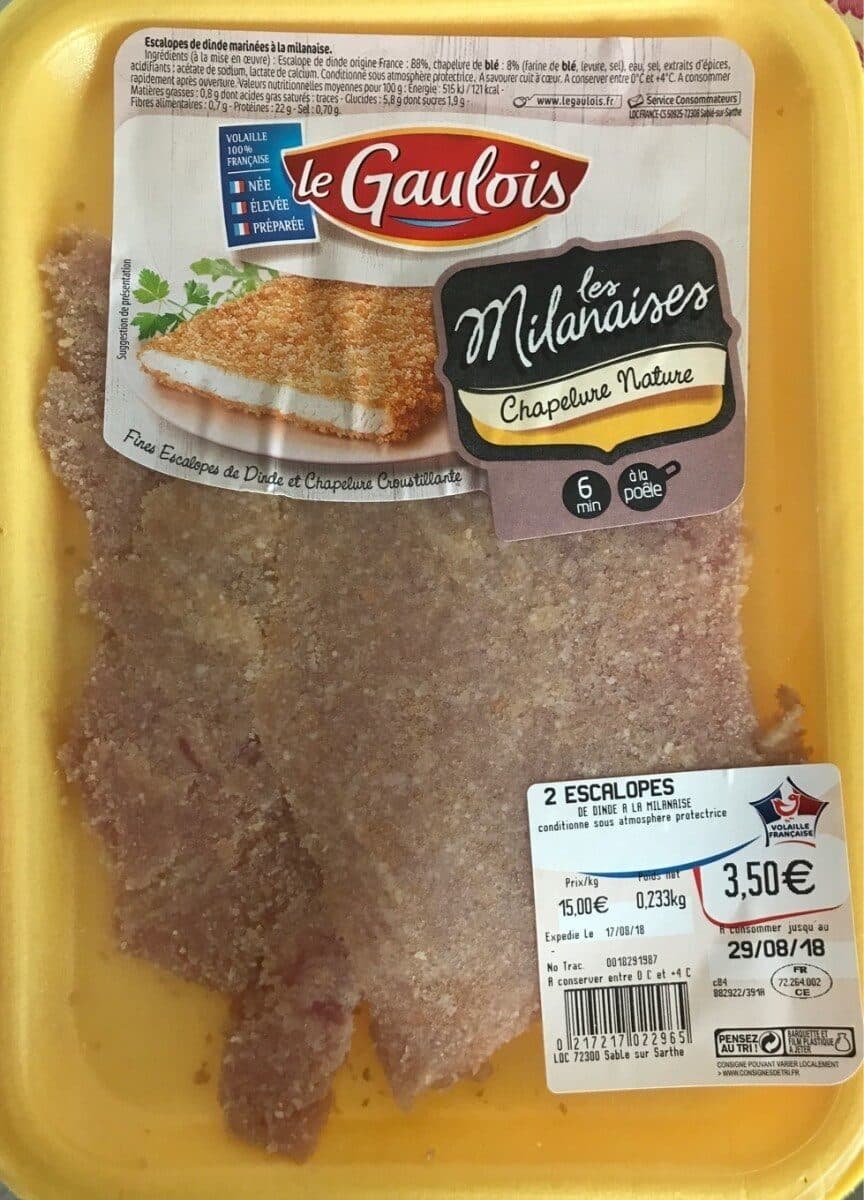 Le Gaulois Escalopes de dinde marinées a la milanaise packshot