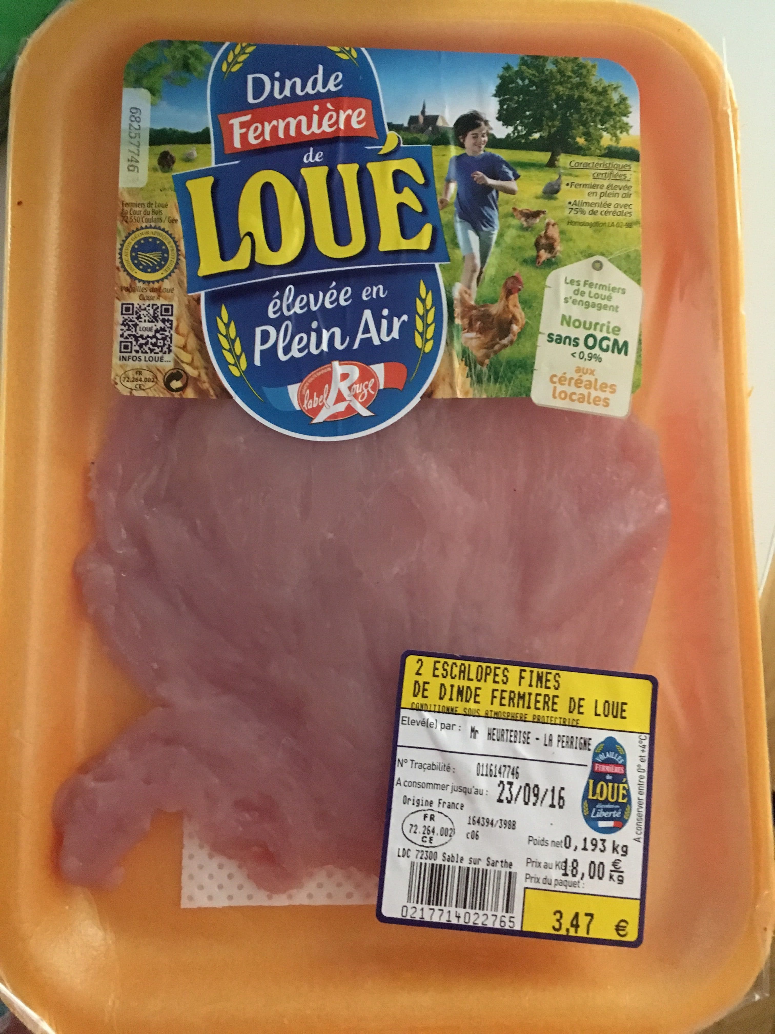 Dinde fermière de loué Escalopes fines de dinde fermière de loué packshot