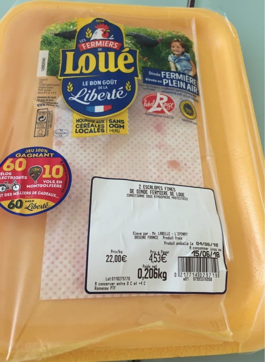Open Food Facts 2 esclopes fines de dinde fermiere de loue packshot