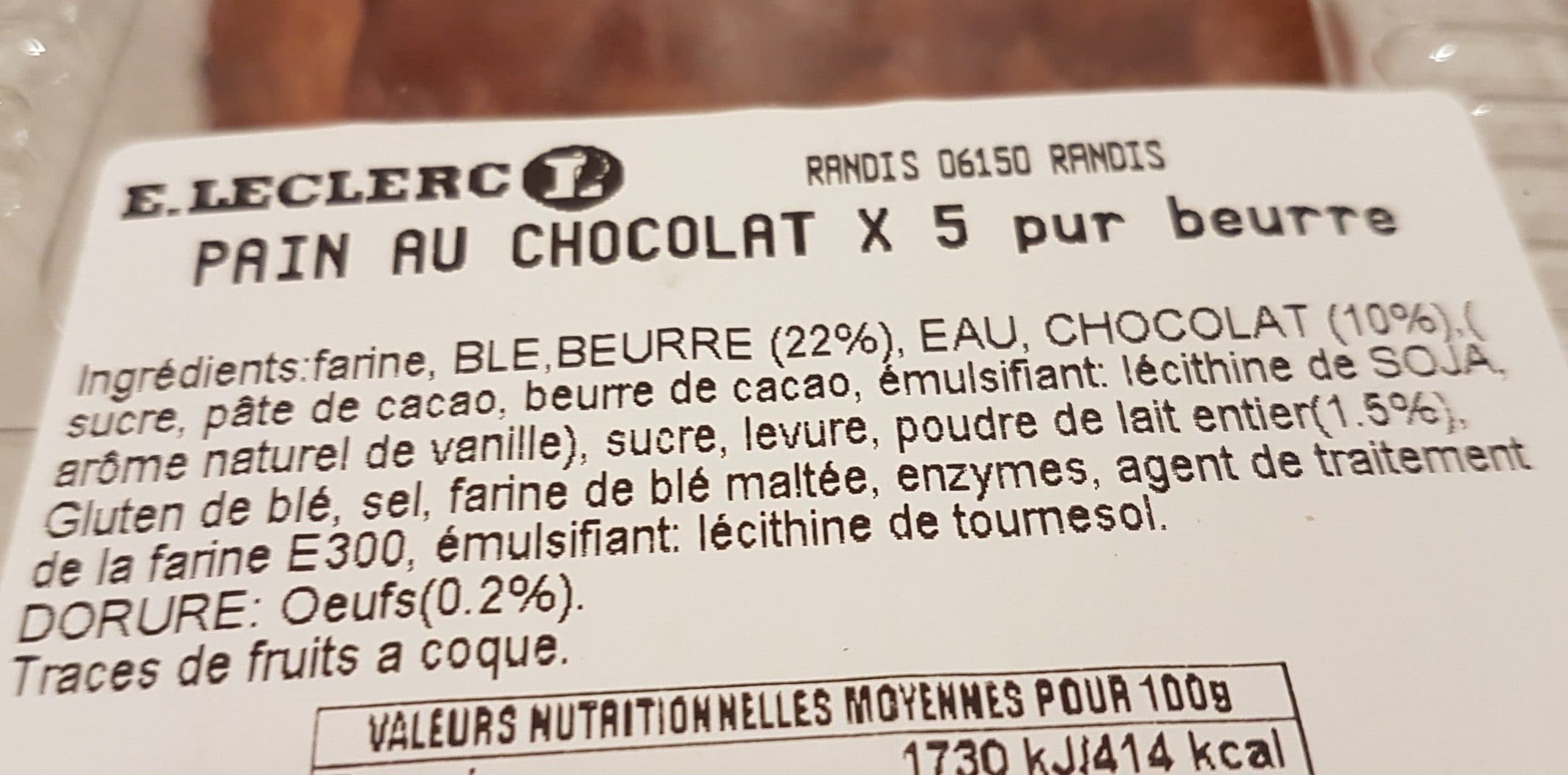 Open Food Facts pain au chocolat ×5 pur beurre packshot
