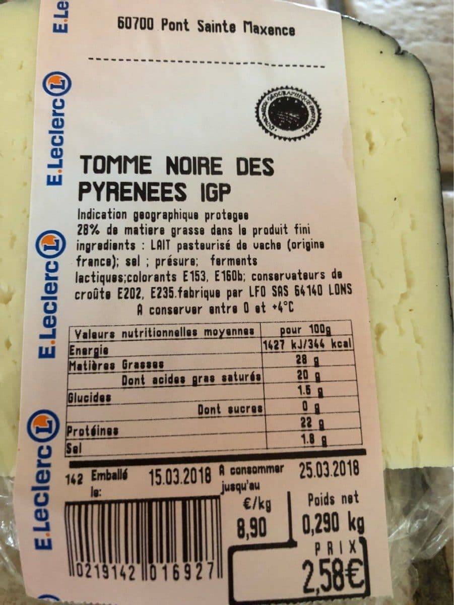 E.Leclerc Tomme noire des Pyrenees packshot
