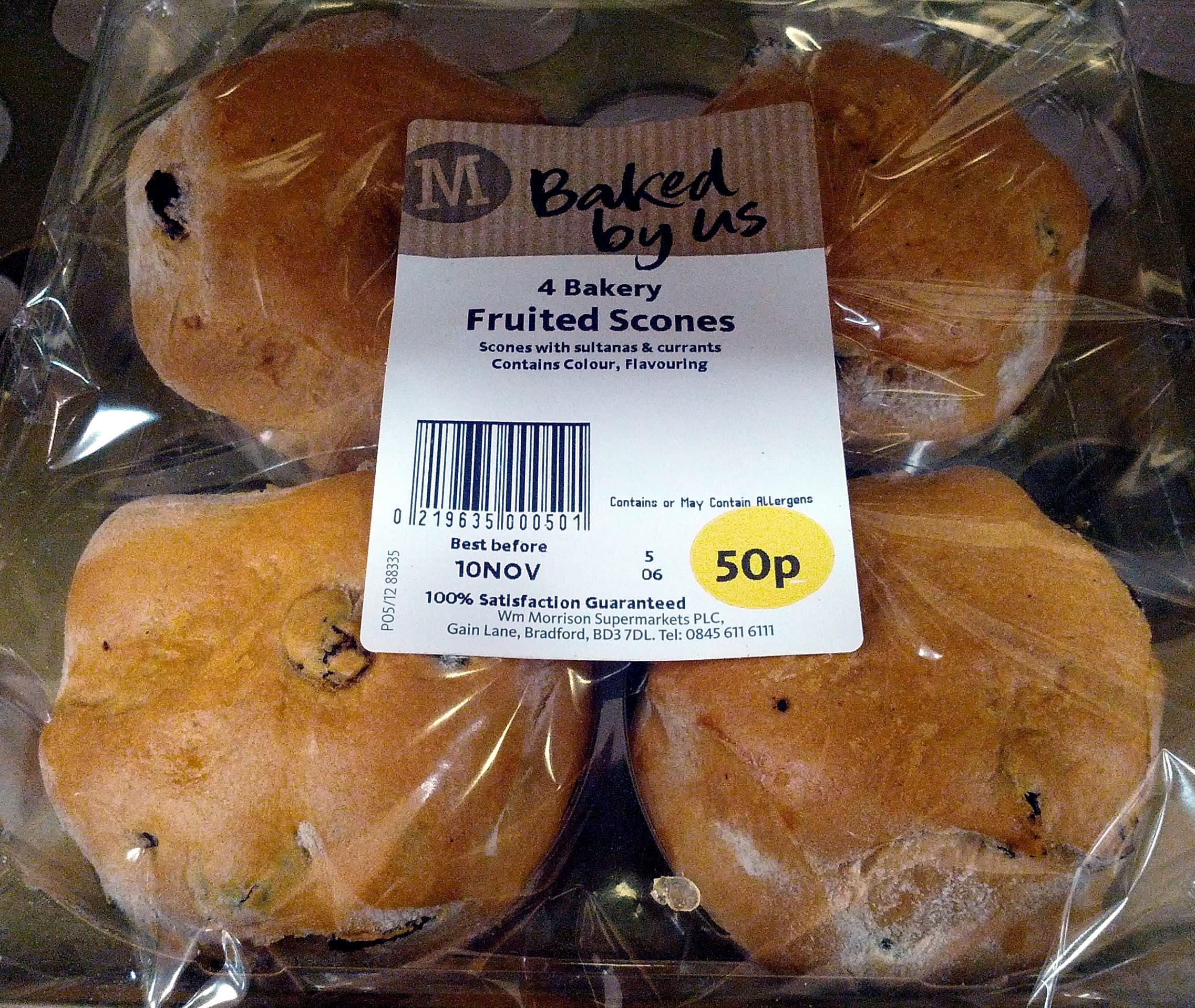 Morrisons 4 Bakery Fruited Scones packshot