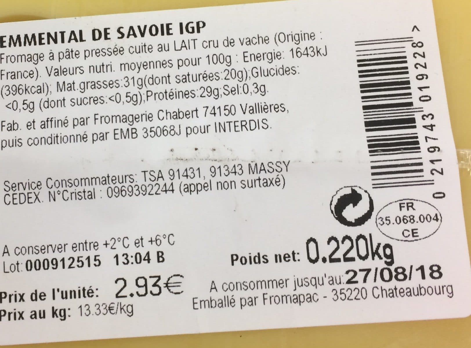 Open Food Facts Emmental de savoie packshot