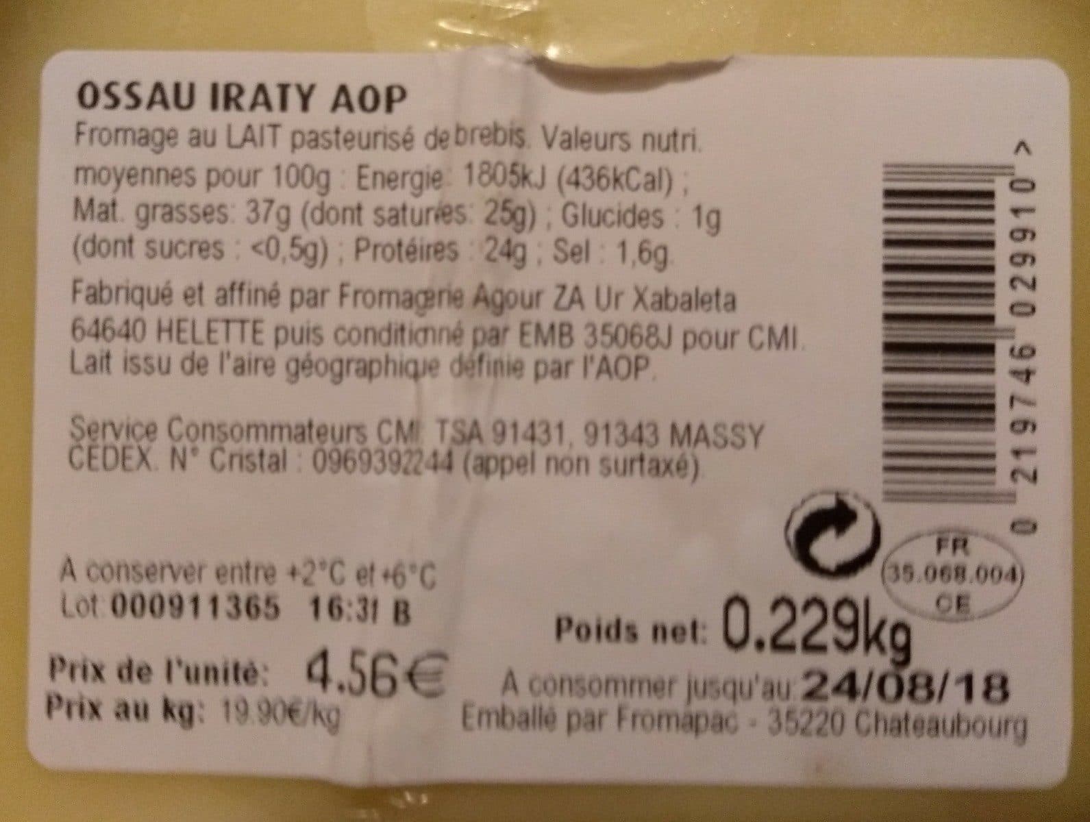 Open Food Facts Ossau Iraty du Pays Basque packshot