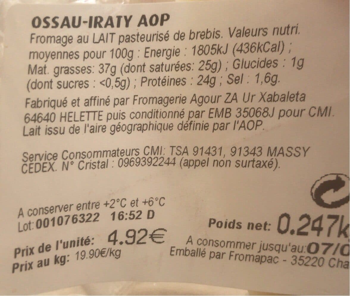 Open Food Facts Ossau Iraty packshot