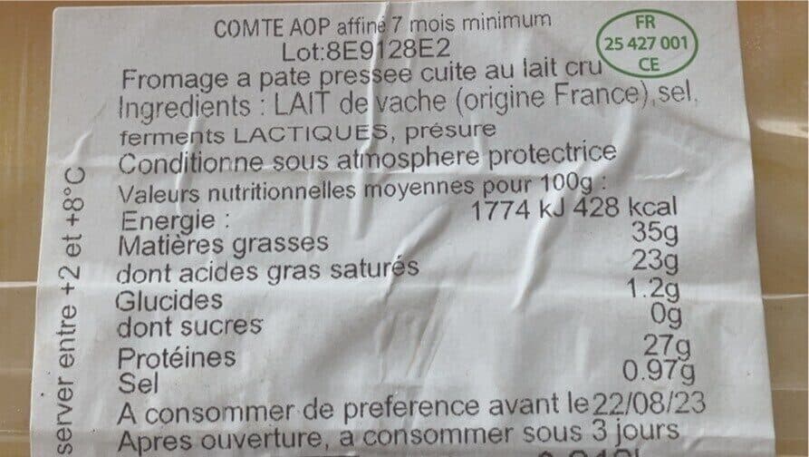 Open Food Facts ComtéAOP packshot