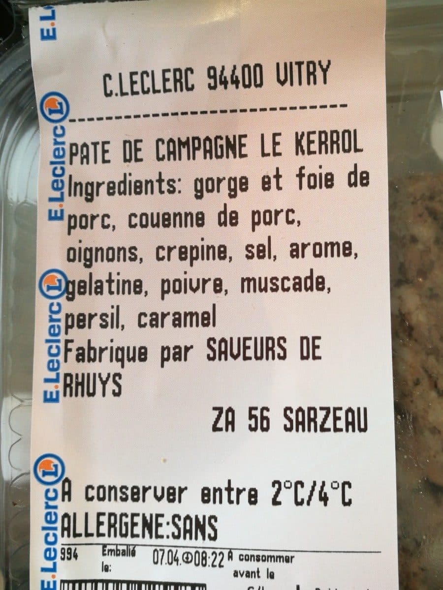 Open Food Facts Pâté de campagne packshot