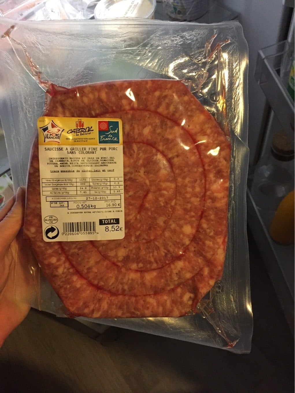 Cabrol Saucisse a griller fine pur porc packshot