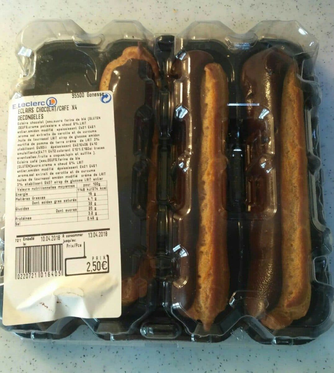 Leclerc Eclairs chocolat x4 packshot