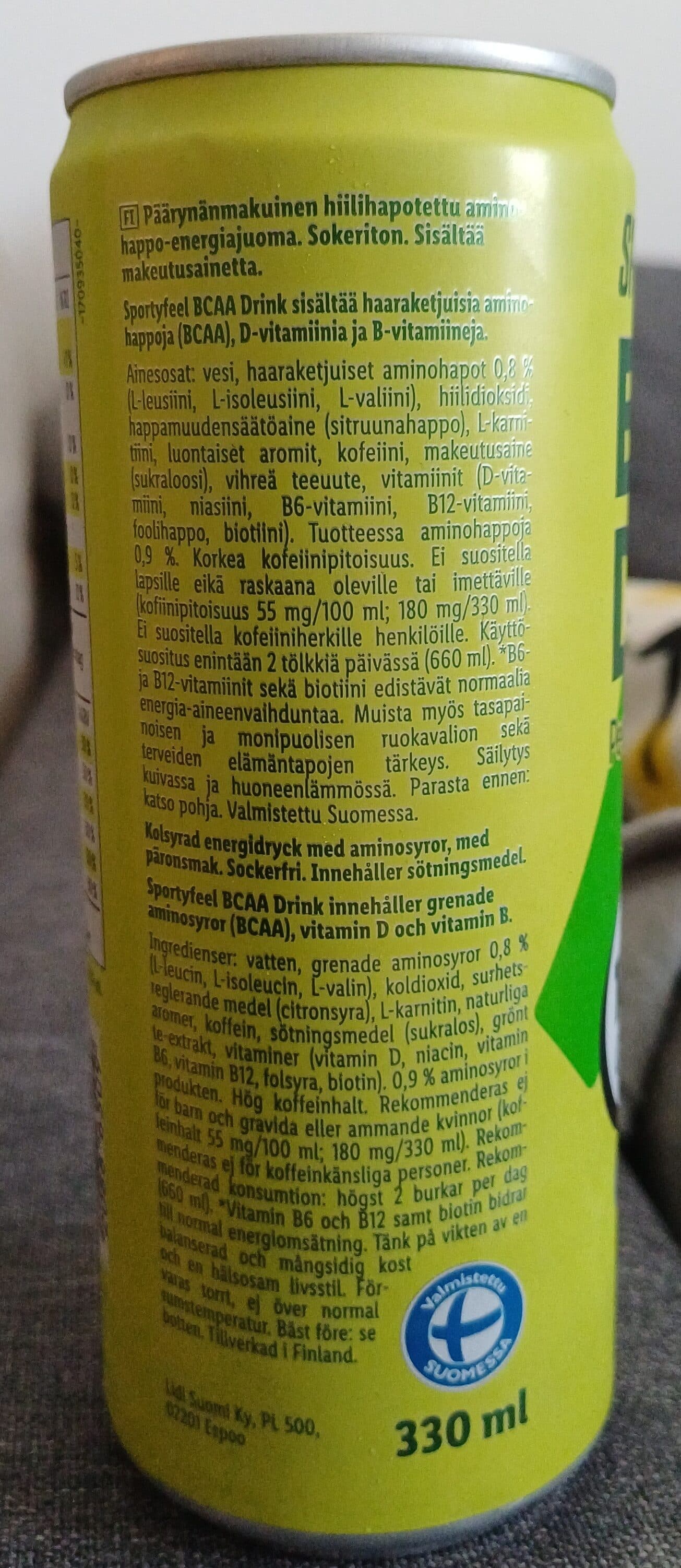 Sportyfeel BCAA Drink packshot