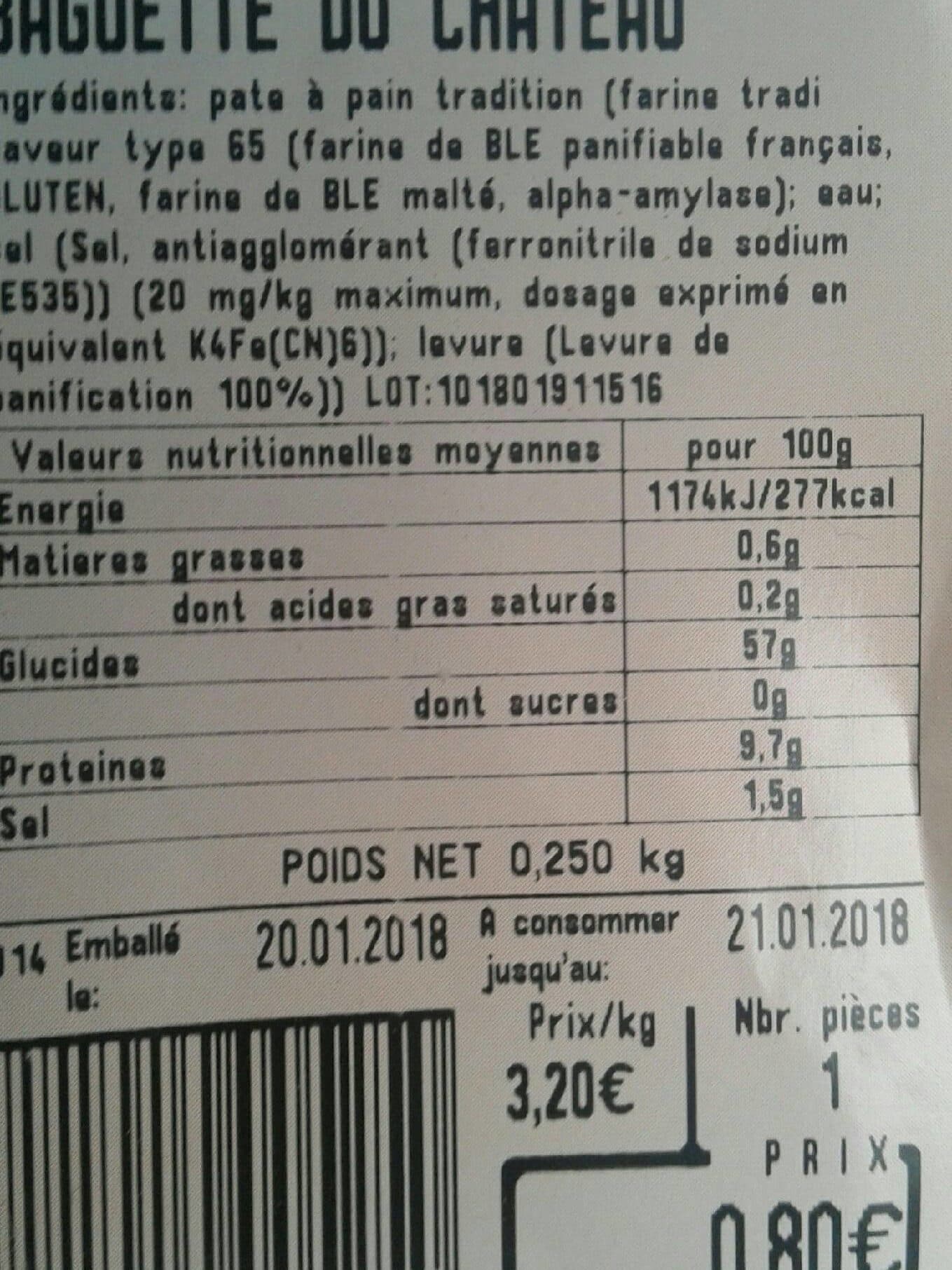 Leclerc Boulangerie Baguette du château packshot