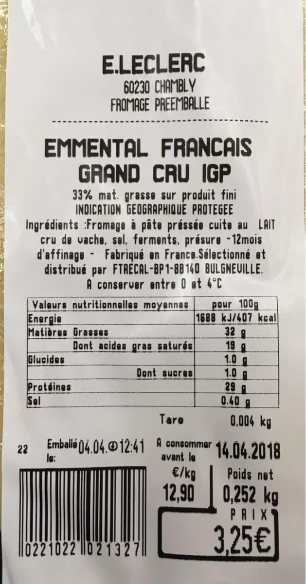 Open Food Facts Emmental IGP packshot
