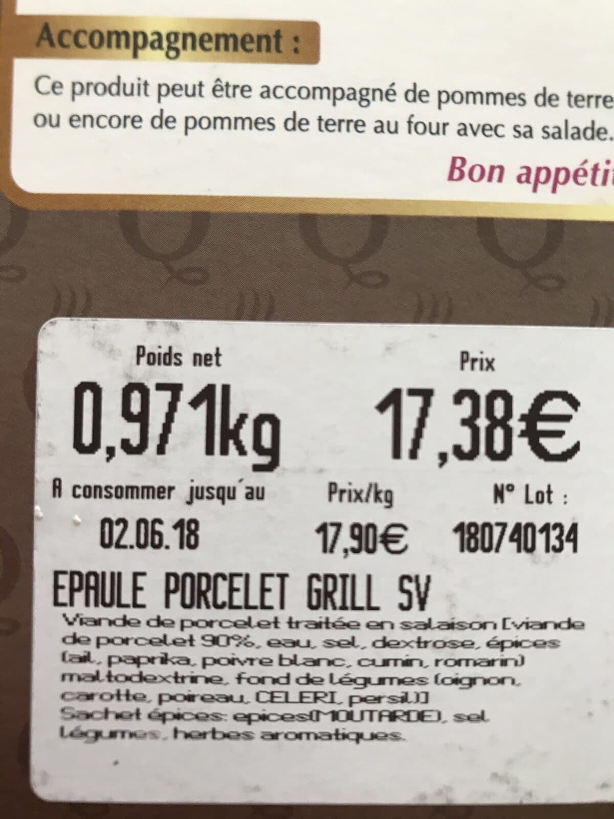 Open Food Facts Epaule de porcelet packshot