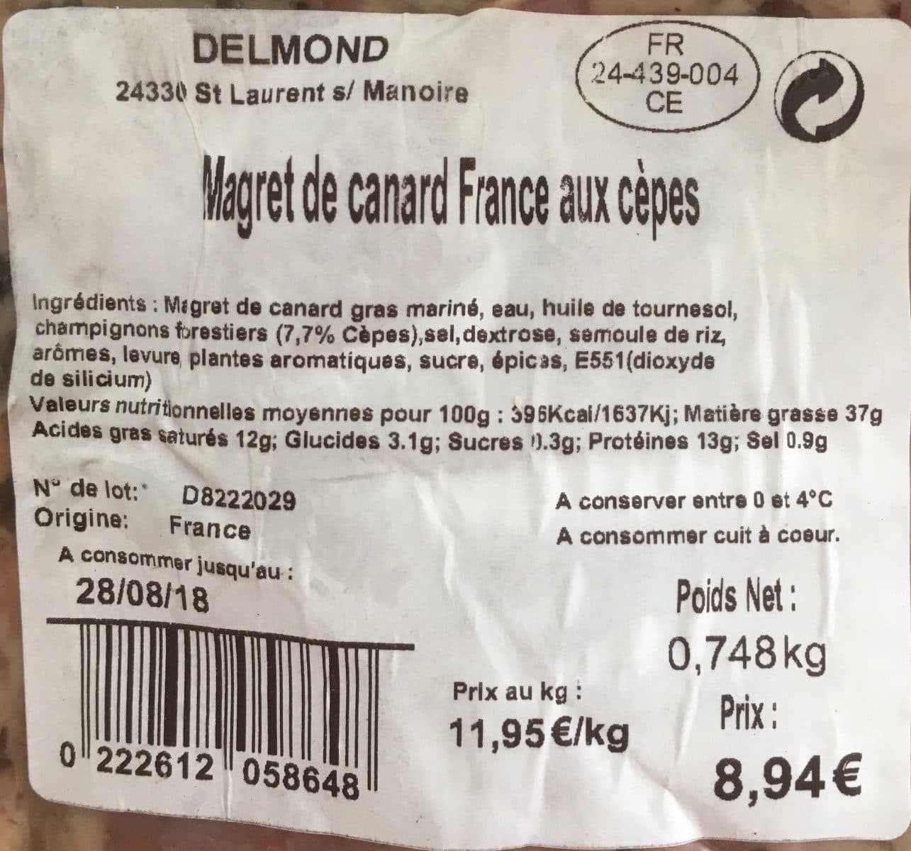 Open Food Facts Magret de canard france aux cepes packshot